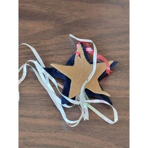 Handmade blue star ribbon felt ornament Xmas decor